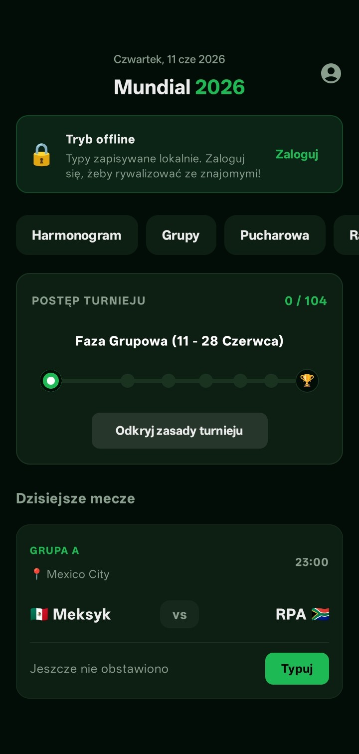Ekran główny — zalogowany
